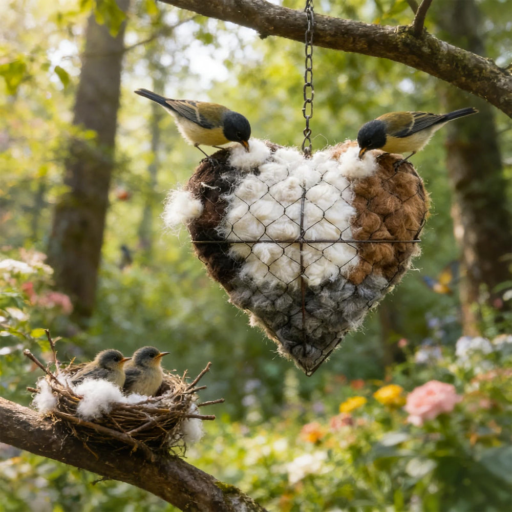 Irsnianianfa Corazón Nido de Fibra hecho a mano ofrece refugio suave para aves