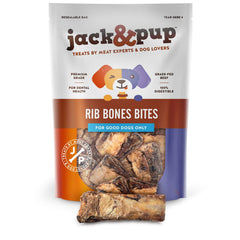 Jack&Pup huesos-costilla-res-perros 3-4 pulgadas, masticación duradera para razas pequeñas y medianas.