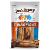 Jack&Pup Huesos de médula para perros grandes de 6 pulgadas, sabor intenso para masticar
