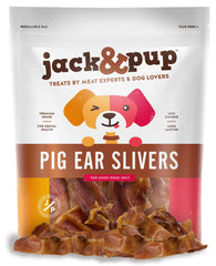 Jack&Pup orejas de cerdo en tiras, snack natural para perros activos y felices.
