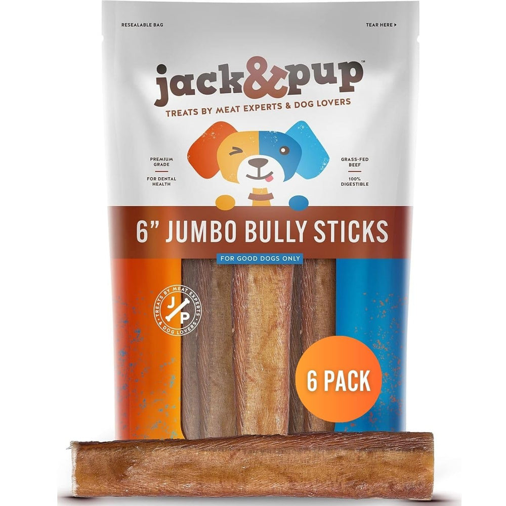 Jack&Pup bully-stick 6pulgadas-pack6, empaque hermético con cierre para mantener la frescura.