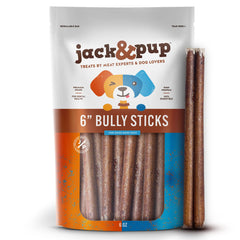Jack&Pup Bully Sticks: paquete de seis pulgadas para masticación prolongada