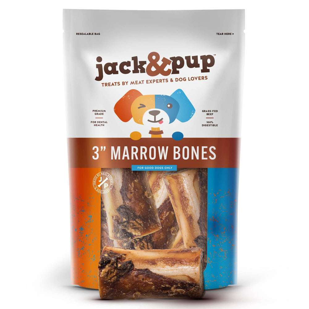 Jack&Pup hueso tuétano para perros 3 pulgadas, sabor intenso y masticación duradera