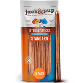 Jack&Pup palitos de 12 pulgadas en paquete de 5 para perros medianos y grandes.