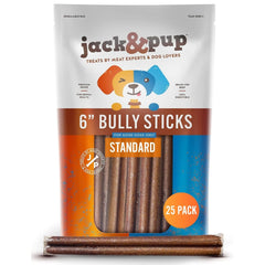 Jack&Pup palitos bully 6 pulgadas, enfoque textura masticable, ideal para masticación prolongada