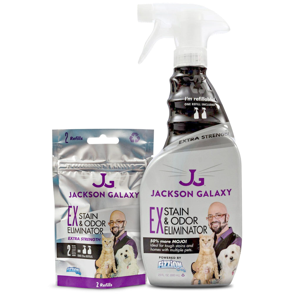 Jackson Galaxy EX; botella reutilizable lista para eliminar manchas y olores.