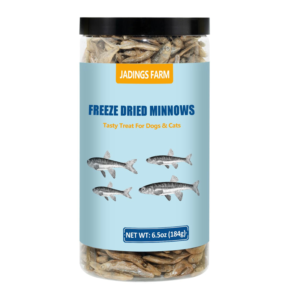 JADINGSFARM Minnows en lata abierta, snack proteico para perros y gatos.