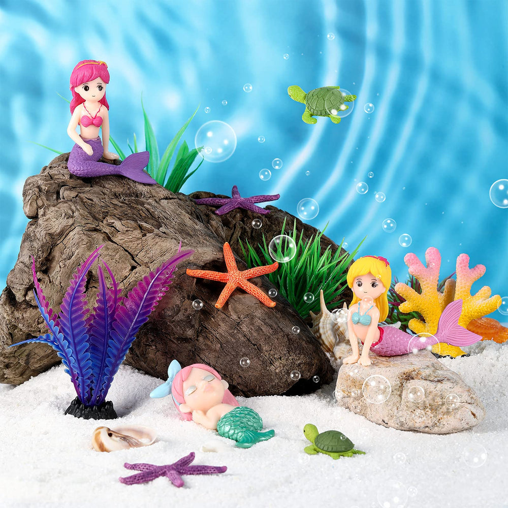 Jetec sirena decorando el fondo del acuario, perfecta para un mundo submarino fascinante.