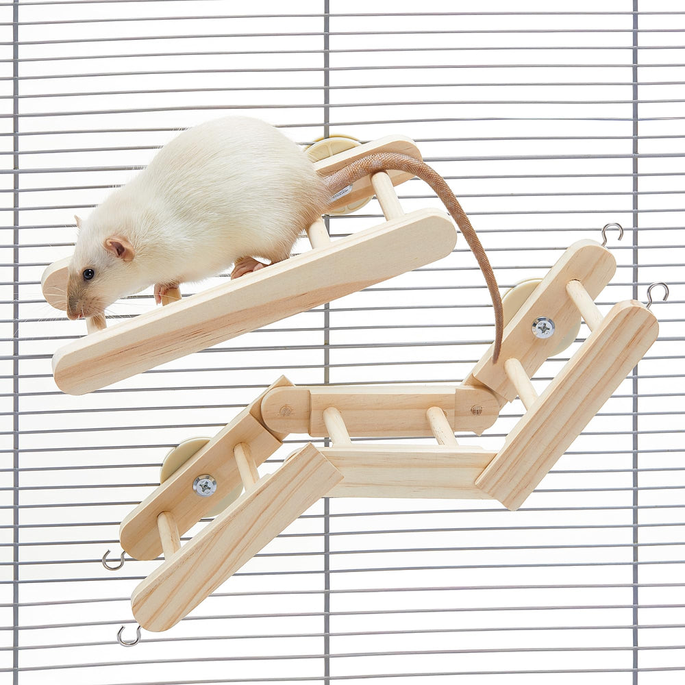 Jevnd escalera para rata de madera flexible, ideal para juego y ejercicio.