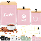 Jingmore conjunto de 3 tarros para snacks de perro con tapas de bambú, almacenamiento ordenado.