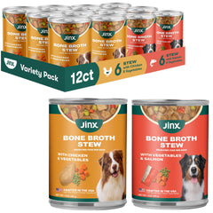 Jinx Caldo de Hueso para Perros Pollo, alimento húmedo sabroso y completo.