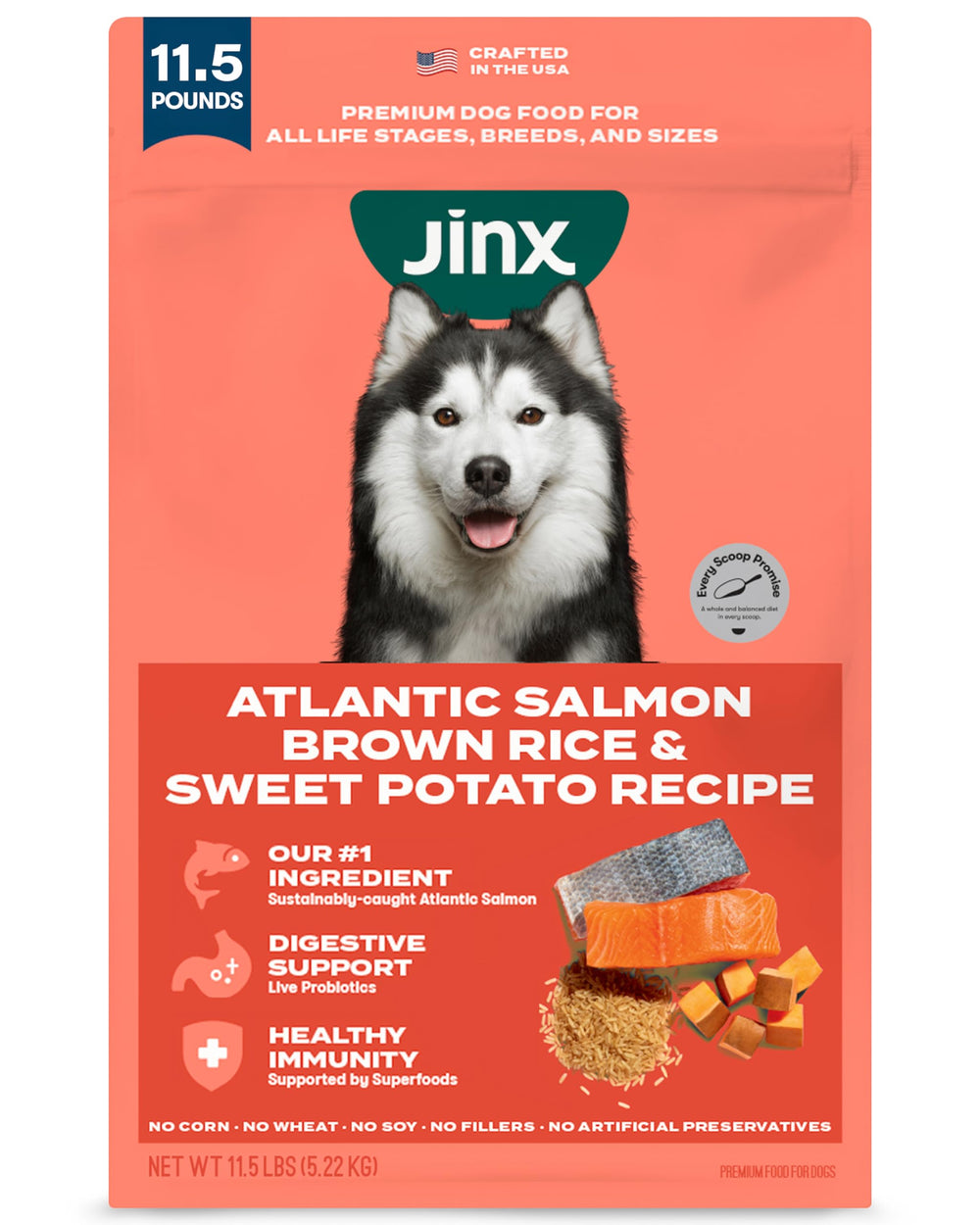 Jinx comida seca para perros con salmón real en bolsa, apta para todas las edades