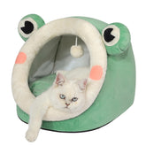 Jiupety cama iglú de terciopelo verde para gatos y perros pequeños.