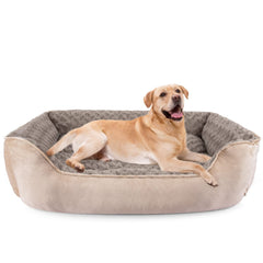 JOEJOY cama rectangular para perros grande, vista frontal, soporte cómodo para dormir plácidamente.