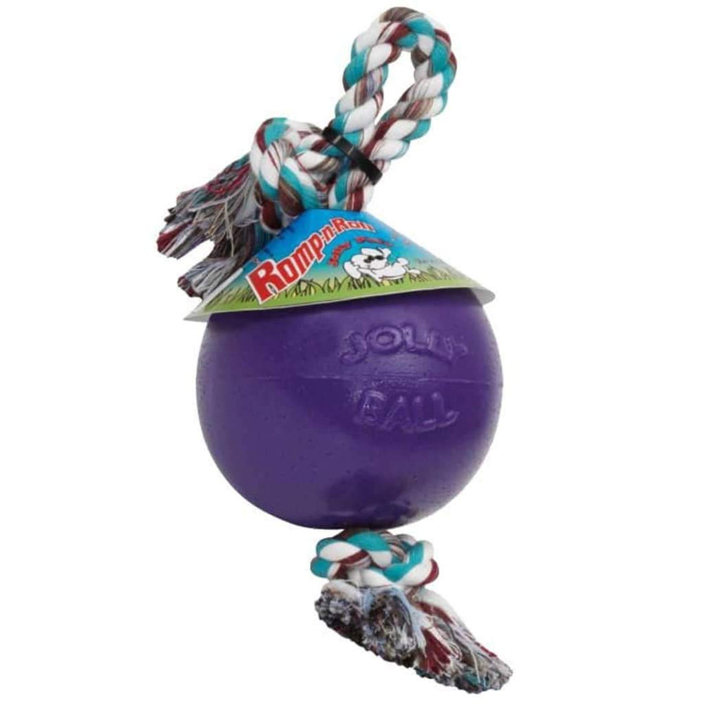 Jolly Pets Romp-n-Roll cuerda y pelota para perros grandes; fomenta juego activo y duradero