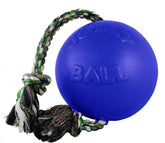 Jolly Pets Romp-n-Roll: cuerda y bola azul de 8 pulgadas para juego activo.
