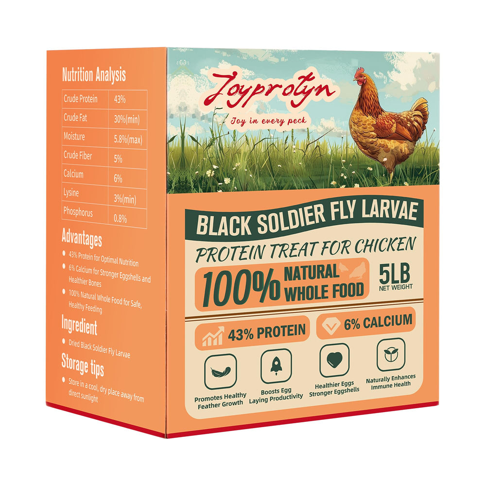 Joyprotyn bolsa 5 lb con larvas secas de mosca soldado negra para aves.