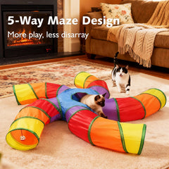 Joytale tuneles gatos 5 vias, desplegado para juego interactivo en casa