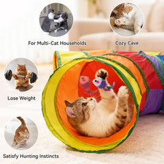 Joytale tuneles gatos 5 vias, agujero interactivo para curiosidad felina