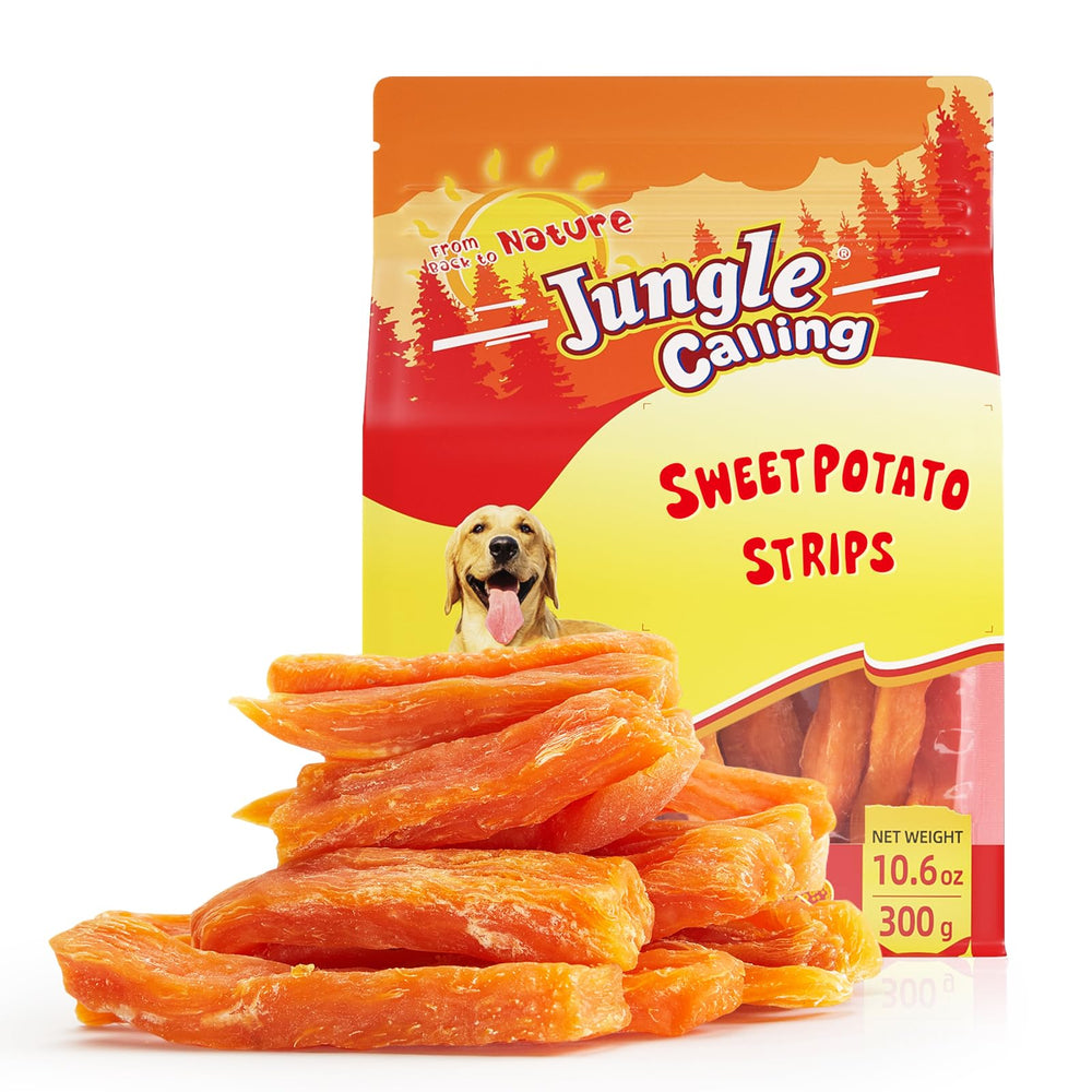 Jungle Calling batata dulce tiras para perros, snack de 10,6 onzas, ideal para entrenamiento.