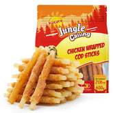 Jungle Calling palitos de bacalao envueltos en pollo, masticables y atractivos.