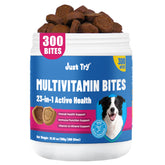 Just Try 300 Bites para perros, bote abierto, formato masticable práctico para la rutina diaria