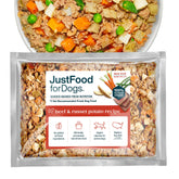 JustFoodForDogs comido perro congelada en tazón, ideal para perros activos.