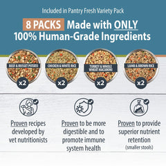 JustFoodForDogs Pantry Fresh porciones de res, digestión suave y sabor apetitoso.