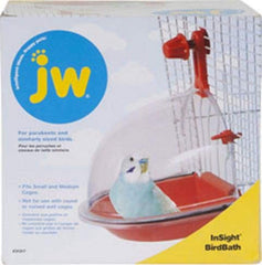 JW Insight Bird Bath: base llamativa para jaula, aporta color y curiosidad durante el baño