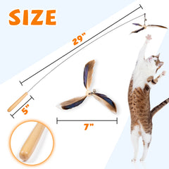 JXFUKAL manche-bois-naturel: prise confortable et sûre, cloche qui attire le chat.