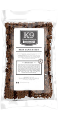 K9 Connoisseur beef lung treats bag showing lean, high-protein rewards for dogs.