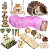 Juguete Kagoty tunel rosado extendible para hámster, ideal para explorar y jugar en jaula.