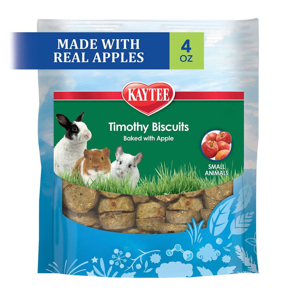 Kaytee galletas Timothy con manzana en empaque práctico para mascotas pequeñas.