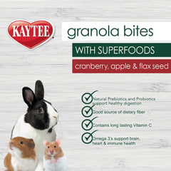 Kaytee Granola Bites texturas divertidas para fomentar la curiosidad y el juego.