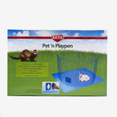 Kaytee Pet-N-Playpen con tapete protector para suelo limpio y manejo sencillo.