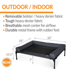 K&H Cot con malla central para mejor ventilación del perro.