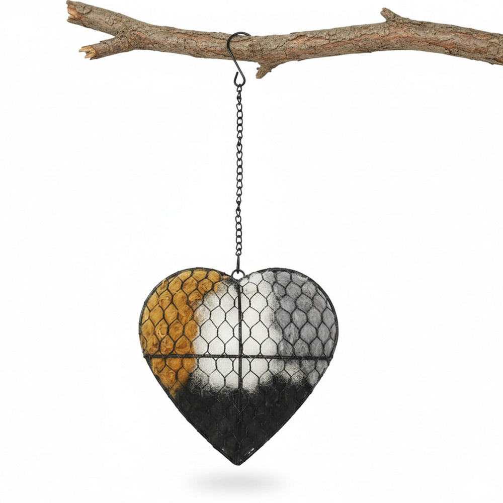 KHUVEZW Corazón de nido de fibra hecho a mano, ideal para atraer aves al jardín.