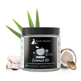 kin+kind Aceite de Coco Orgánico, primer plano piel suave, apoyo a la hidratación de la piel de mascotas.