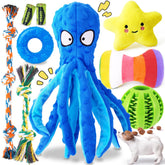Juguete pulpo chirriante de KIPRITII para cachorros, ideal para juego interactivo.