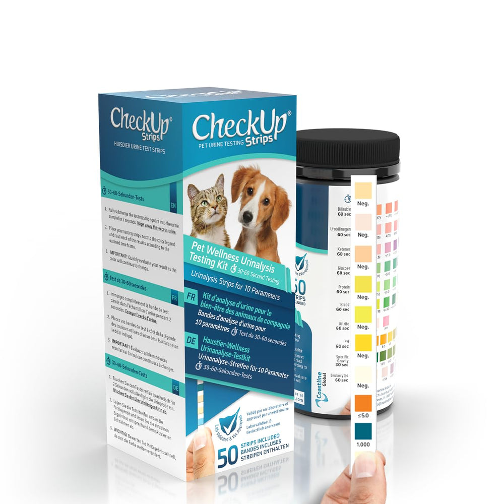 KIT4CAT CheckUp: tiras de orina de 10 parámetros en botella para monitorear la salud.