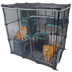 Kitty City Exterior Catio Mega Kit: puerta de acceso fácil para supervisión y juego al aire libre.