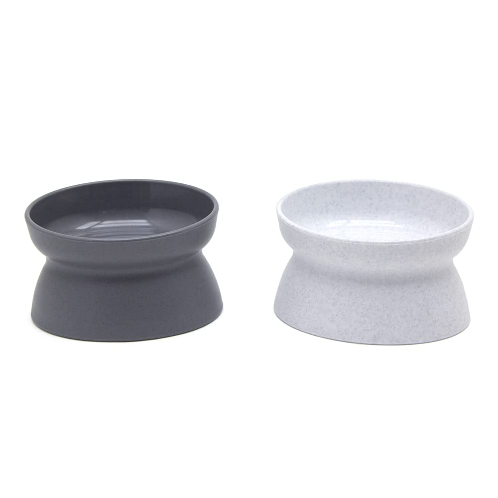 Kitty City: tazones elevados para gatos, juego de dos, blanco y gris, cómodo para comer.