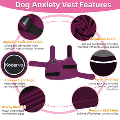 Kodervo chaleco ansiedad para perros, tejido suave y transpirable cuida la piel del perro.