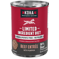 KOHA beef-entree en lata de 13 onzas; lote de 12, carne real para perros con dieta limitada