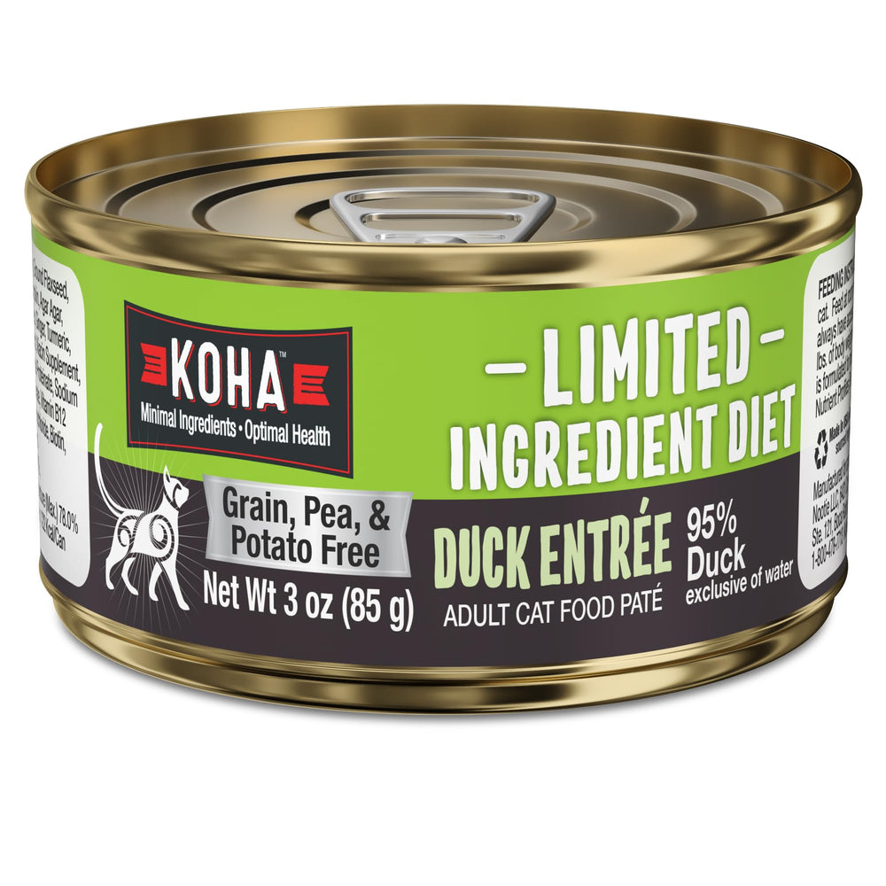 KOHA pate-de-pato-para-gatos: textura suave y fácil de digerir para estómagos sensibles.
