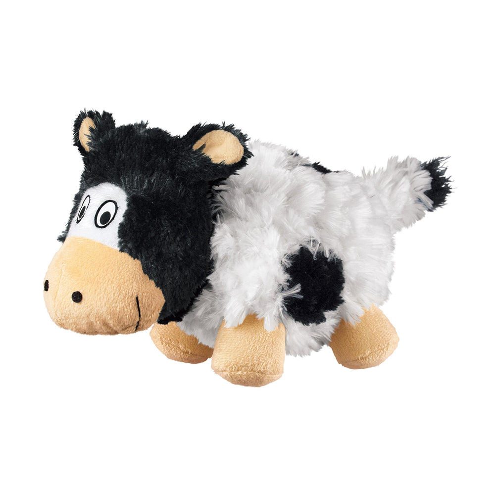 KONG Barnyard Cruncheez vaca pequeña, peluche suave para juego interactivo