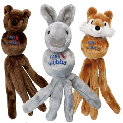 KONG Wubba Friend peluche interactivo, ideal para juego suave y mordidas controladas.