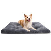Cama KSIIA para perro grande, lavable en jaula gris, suave y cómoda.