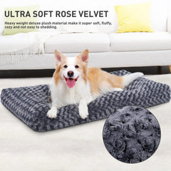 KSIIIA cama para perro lavable de lujo gris oscuro, felpa suave para calma y descanso profundo