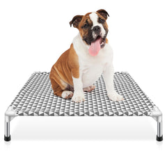 Kuntrust cama elevada para perros exterior, tamaño mediano, cómodo y estable al aire libre.
